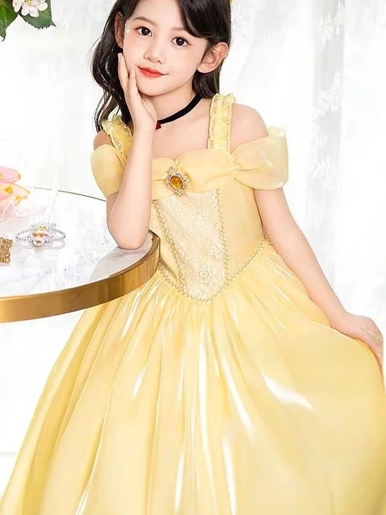 

Princ Belle для девочек Dr 2025, летняя пышная юбка из тюля Эльзы, костюм для выступлений, костюм для дня рождения, детский традиционный сгусток...