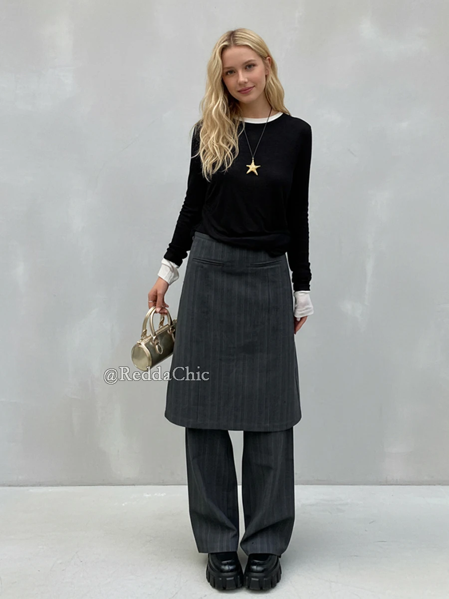 REDDACHiC مريح القطن مقلمة السراويل للمرأة عالية الارتفاع Bootcut كلينفيت تنّورة ملفوفة بنطلون مكتب العمل ملابس رسمية غير رسمية