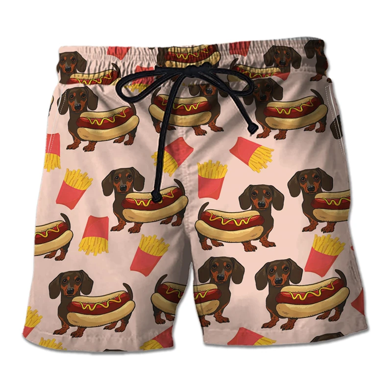 Cute Dachshund 3D Printed Bermudas Casual Hawaiian Boardshorts Pet Board Shorts Dog Trunks Dogs Beach Shorts Male Short Pants