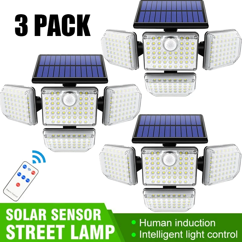 

182/112 LED Solar Lights Outdoor Wall Lamp IP65 Waterproof Solar Security Lamp With Adjustable Head 3 Lighting Modes for Garden