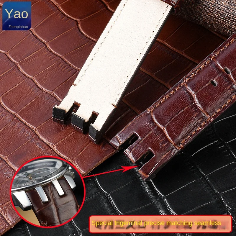 Men's Watch Band Suitable for Swatch YRS403 412 402G Series Curved Notched Leather Watch Band Accessories 21mm