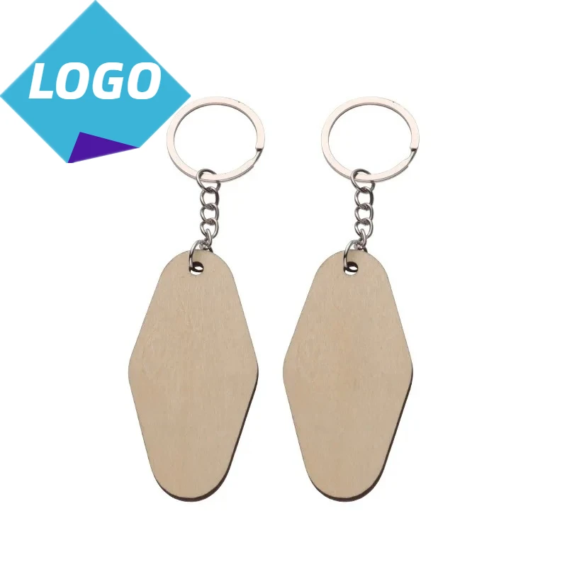 

Laser Engrave Hotel Door Number Diamond Wood Keychain Blank Custom Logo Wooden Sticks Keychain Personalize Name Key Chain Holder