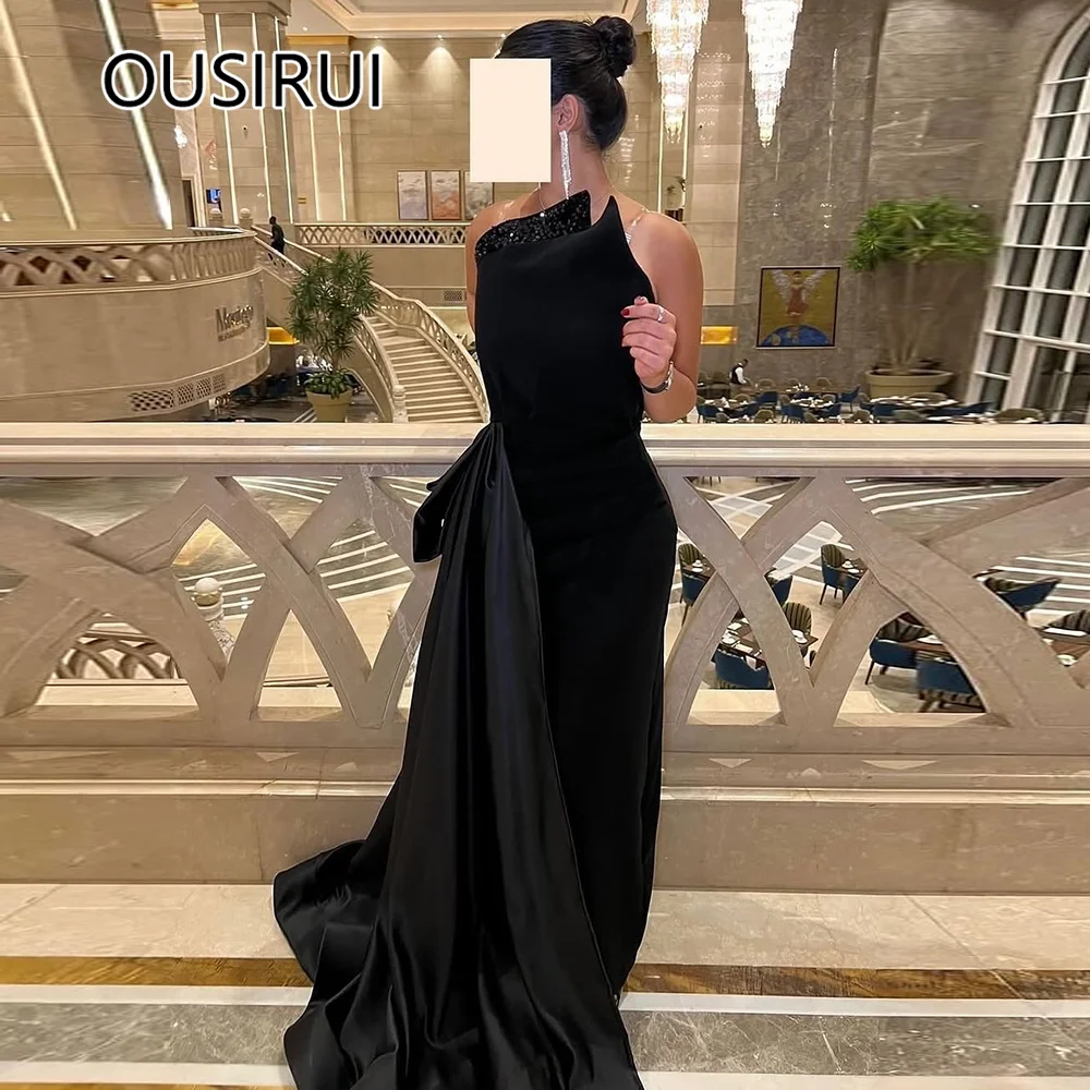 Women's Evening Bridesmaid Dress Strapless Velet Sheath Backless Court Ruffles Beaded Evening Dress with Sweep Trian Customized