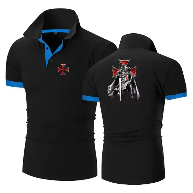 2025 New Men's Knights Templar Printing Fashion Summmer Casual Polo T-Shirts Breathable Short Sleeves Couple outfit Shirts Tops