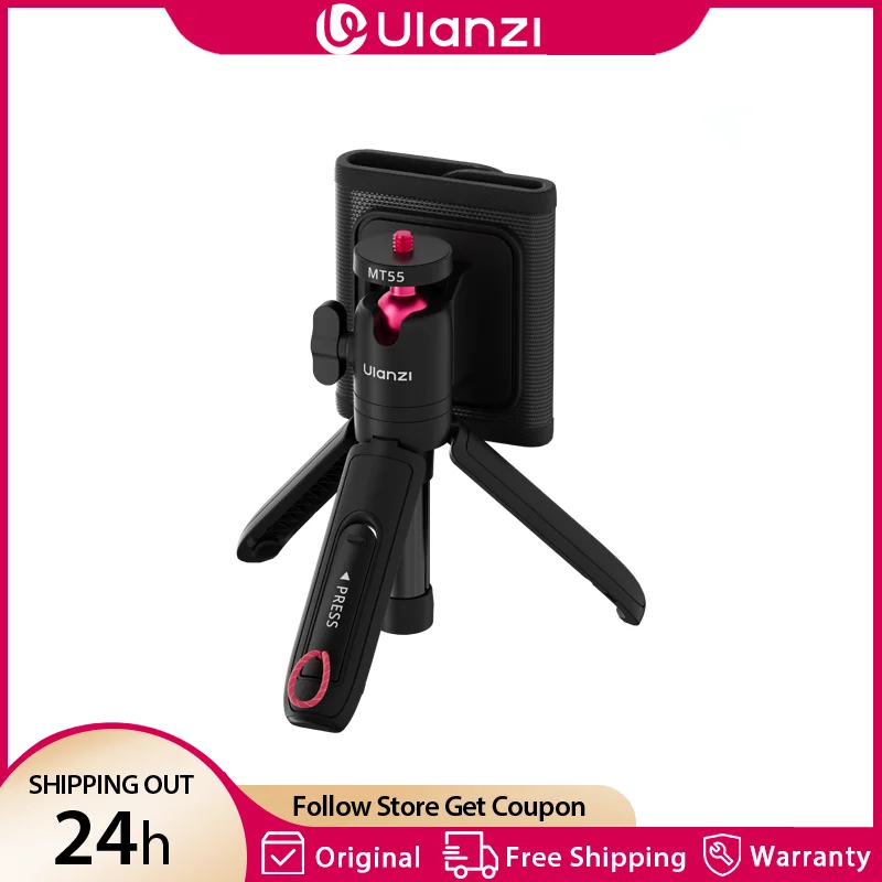 Ulanzi MT55 SnapGo ミニ自撮り棒三脚スタンド 1/4インチマウント付き 360度回転 °   アクションカメラ用ボールヘッドマンティスモード、スマホライト、Vlog用