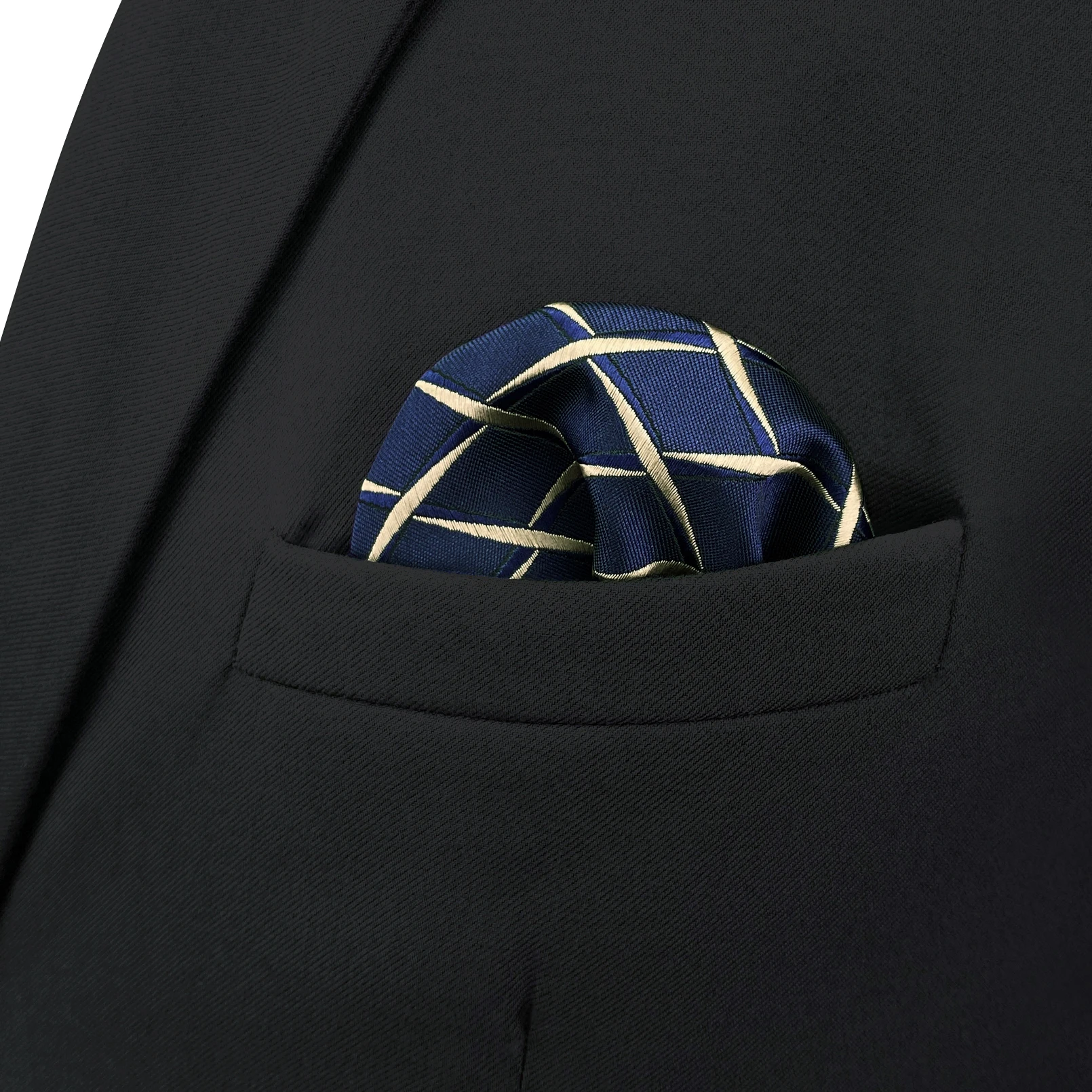 Navy Blue Mens Pocket Square Paisley Solid Dots งานแต่งงานผ้าเช็ดหน้า Party Hanky แฟชั่นคลาสสิก