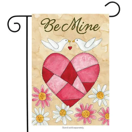 BRIARWOOD LANE Sleeved Garden Flag 12.5x18 BE MINE LOVE BIRDS Valentines Day