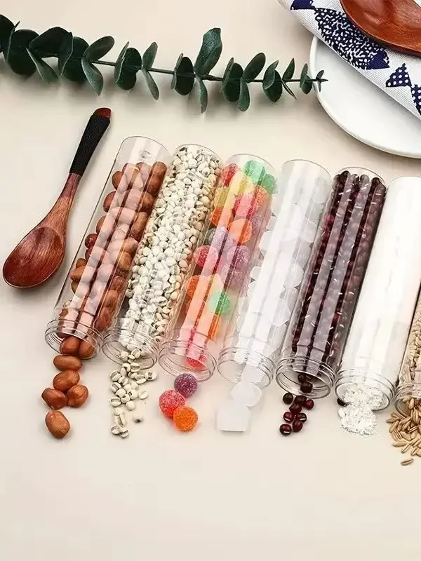 24pcs Plastic Transparent Tubes with Aluminum Screw Caps, Clear Test Tubes for Candy, Bath Salts, Granules, and Liquids