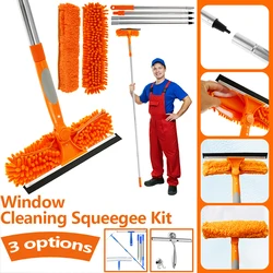 Window Cleaning Squeegee Kit Professional Multifunctional Window Squeegee with 2 Cleaning Pad Reusable Squeegee Window Cleaner