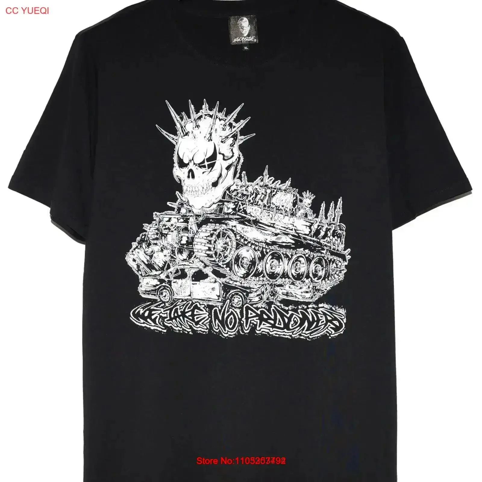 Gomzé 'Take No Prisoners' T-Shirt, Größe XL, Vintage-Waschung, dehnbar, bequem, leicht grafisch, atmungsaktiv, Vintage-Waschung, weich