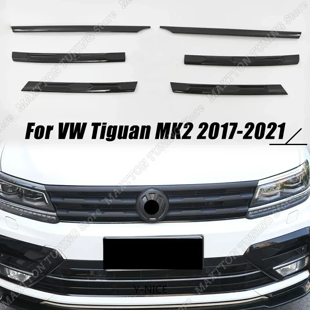 Frontstoßstange Augenbrauen Augenlid Abdeckung Center Mesh Grille Grill Streifen Aufkleber Body Kit Für VW Tiguan MK2 Europäische version 2017-2021