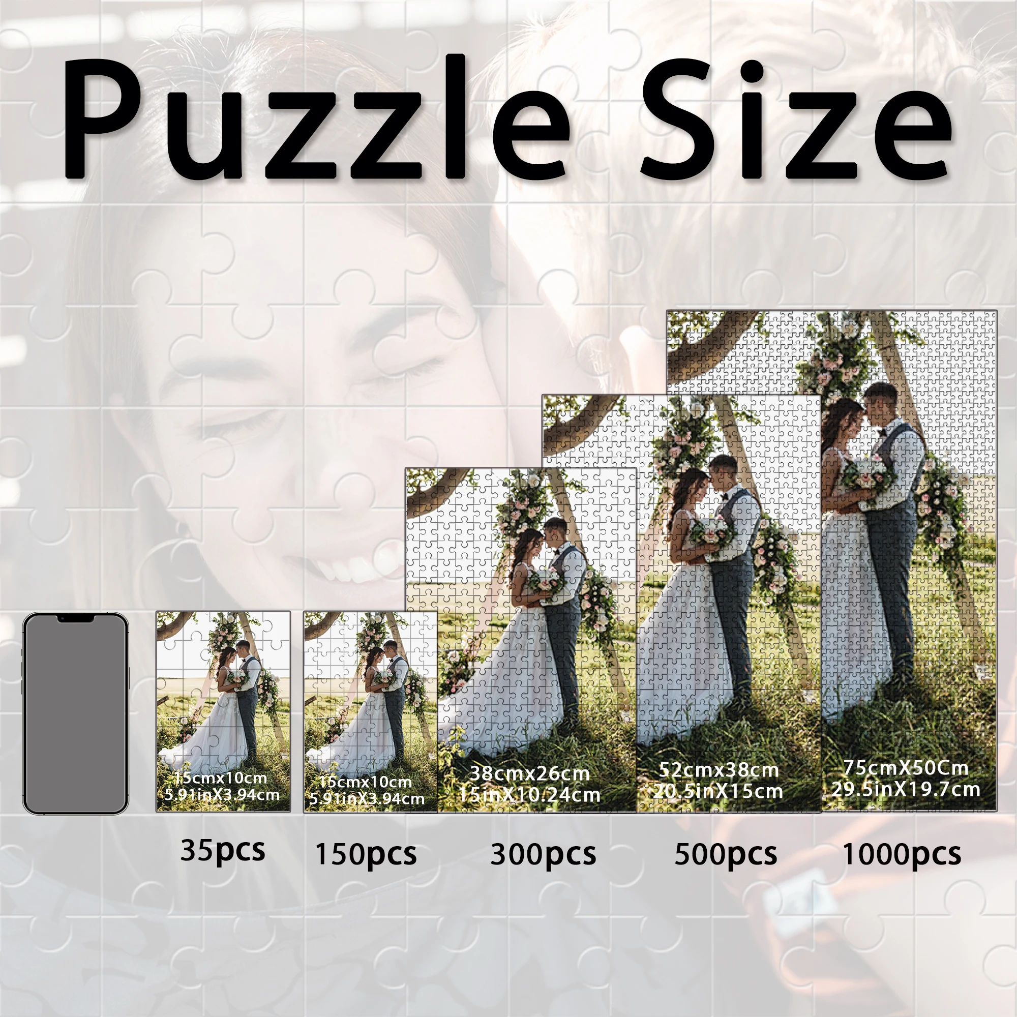 35/150/300/500/1000pcs Custom Photo marriage Jigsaw puzzle Custom DIY Personalised Photo Puzzles Custom Puzzles in Photos