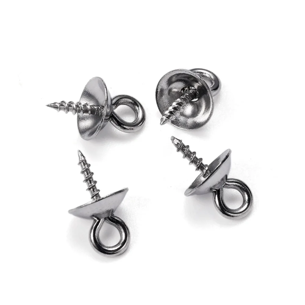 30Pcs/lot Stainless Steel Tone Screw Eyes Bails Top Drilled Beads End Caps Charms Connectors For DIY Jewelry Making Accessories image 4