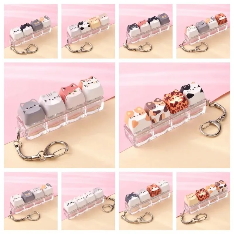 Kawaii Creative Cat Fan Fingertip Keyboard Design Keychain Stress Reducing Pendant Unique Birthday Gift Home Garden Decoration view 2