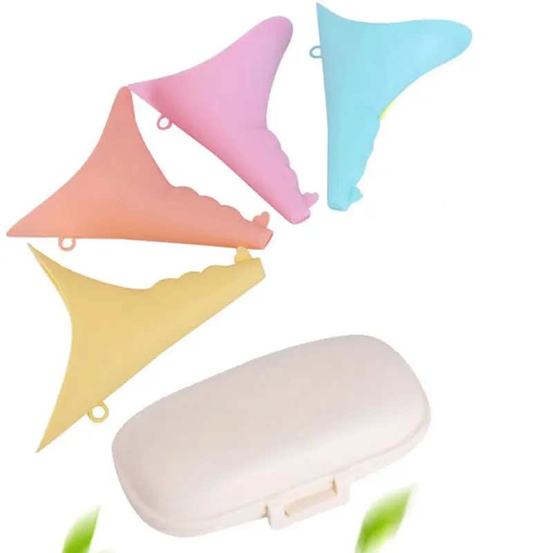 Female Urination Device Splash-Proof Female Urinal Portable Reusable Silicone Urinal Pee Funnel With Storage Box For Camping