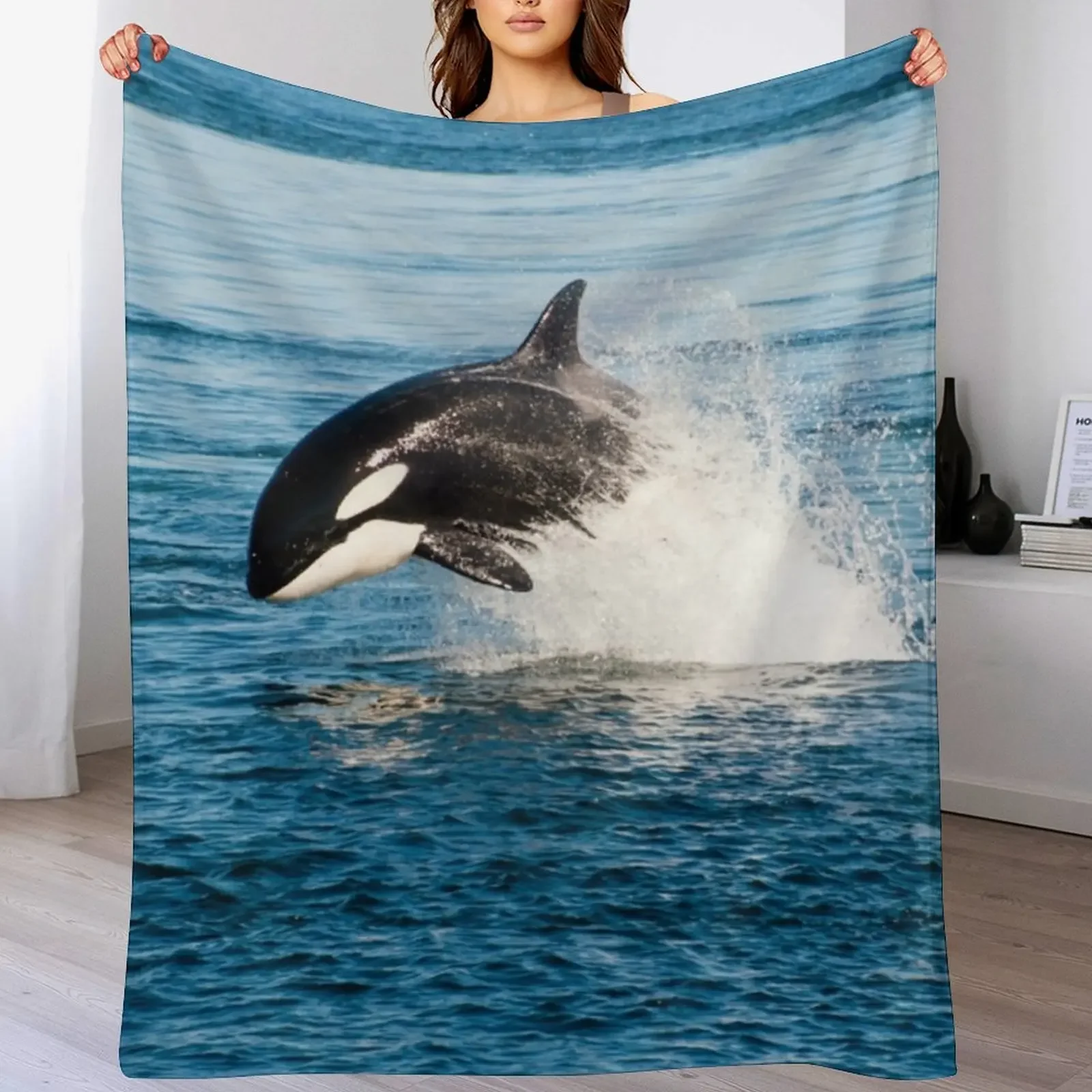 

Killer whale orca jumping Throw Blanket Quilt Giant Sofa Sofa warm for winter Blankets