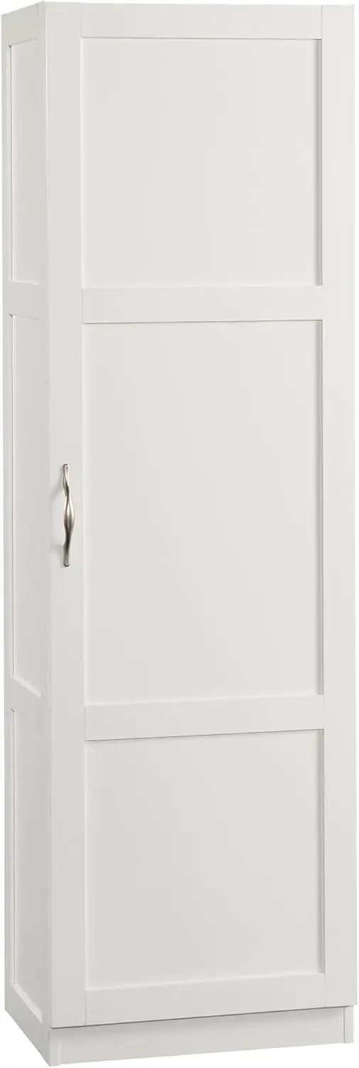 

Tall Storage Cabinet with Adjustable Shelves, Single Door Kitchen Pantry, White Finish