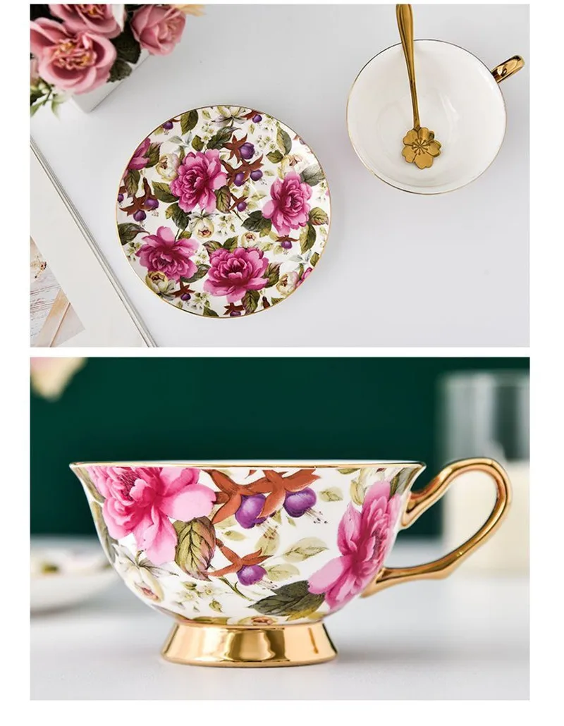Novetly and Beautiful Coffee Cup and Saucer Spoon Set Bone China English Afternoon Tea Cup Black Tea Set Home Party Coffeeware - view 6