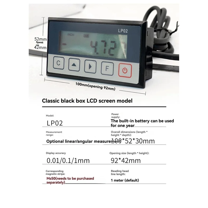 LP02 Magnetic Scale DRO Display Integrated With Embedded Magnet Measurement System, Magnetic Tape Stain Belt For Woodworking Use
