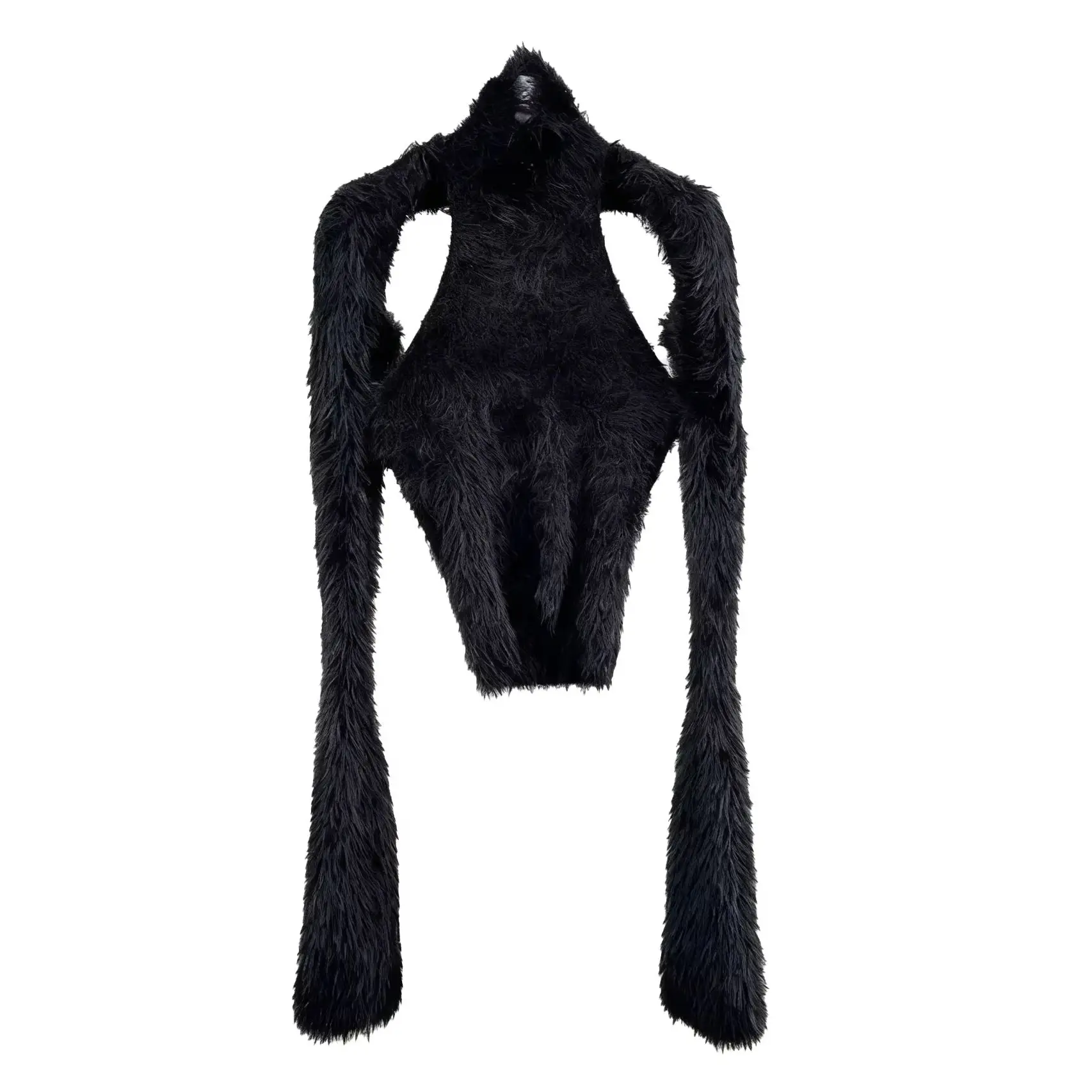 

NIGO 2025 Winter Autumn Fuzzy Long Sleeve Turtleneck Top Women's Soft Cozy Casual Party Wear Fluffy Knit Crop Blouse #NIGO9518Z