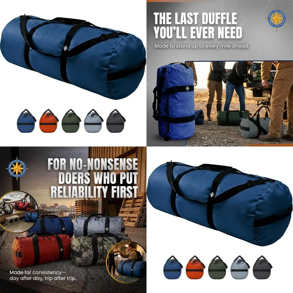 

Сверхпрочная сумка-даффл XL из ткани рипстоп, вместимость 175 л, всепогодная, компактная для путешествий (18 x 42, синяя)