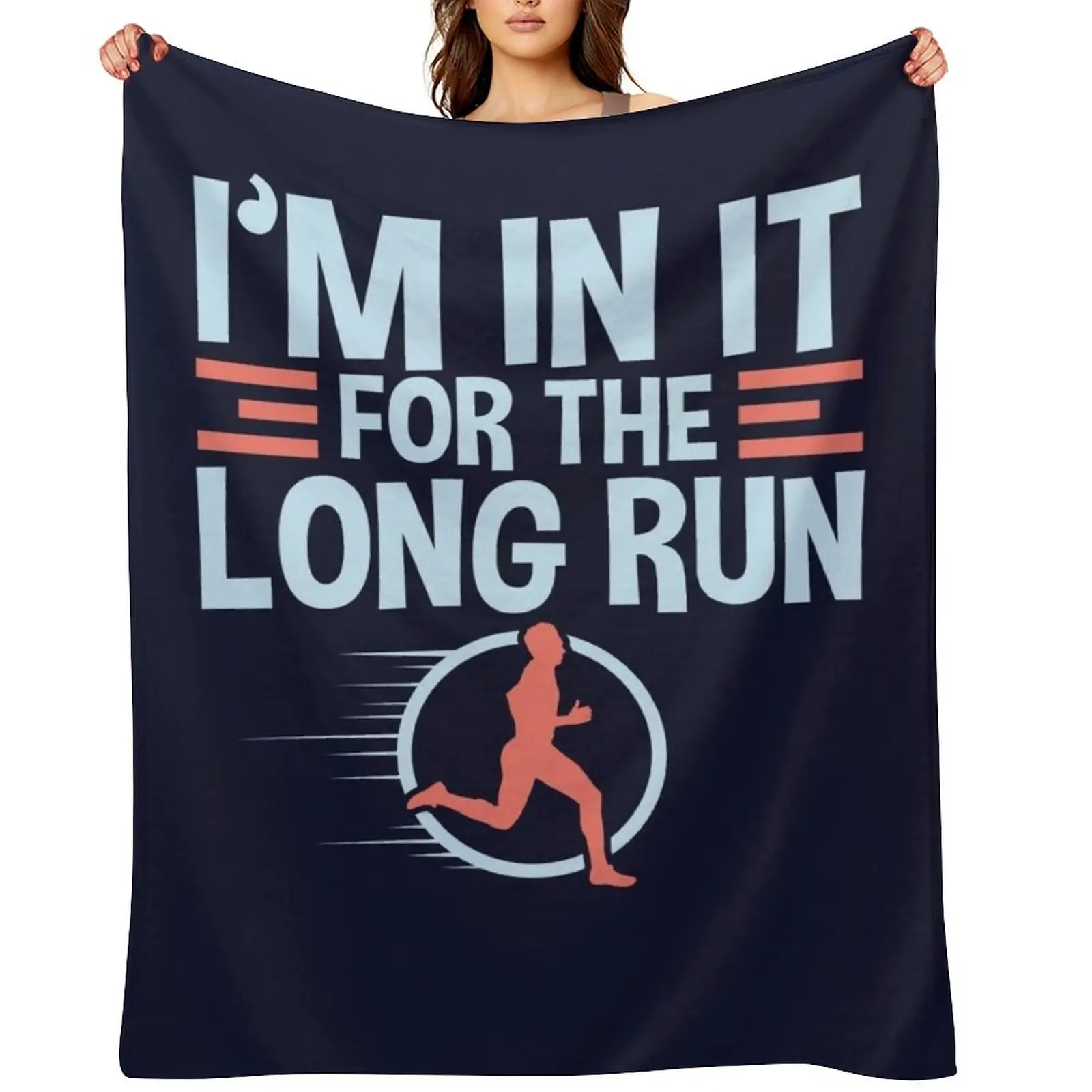 

Runner Quotes Gifts - I'm In It For The Long Run Throw Blanket Plaid on the sofa Personalized Gift Nap Furrys Blankets