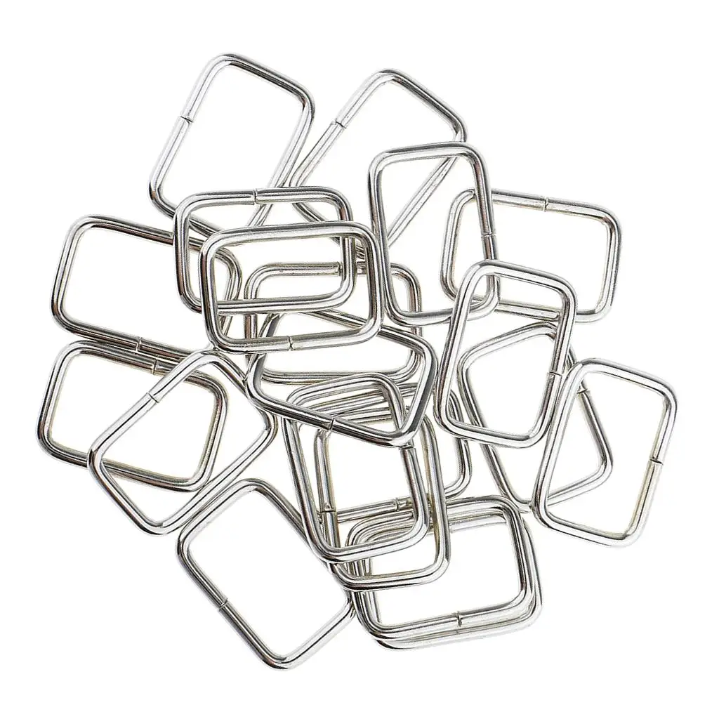 40 Pieces Metal Leather Bag Strap Adjust Buckle Slider 25x16x2.8mm Sliver