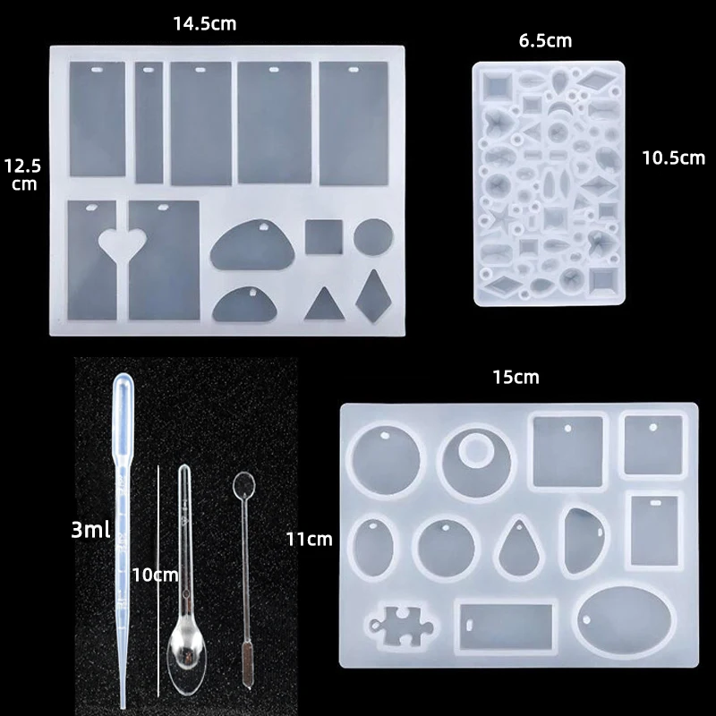 Ensemble de moules en résine époxy, kits de moules en silicone, outils développe de bijoux, résultats de boucles d'oreilles, fournitures de bricolage