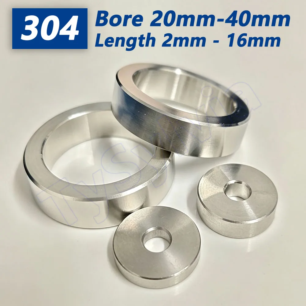 M20-M40 CNC Machined 304 Stainless Steel Bushing, Unthreaded Shaft Sleeve Spacer, Multiple Lengths 2-16mm
