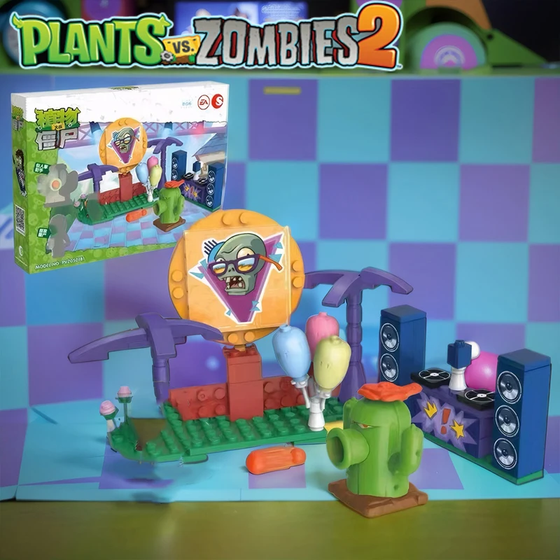 Genuine Plants Vs Zombies Game Scene Assembly Building Block Set Zombot Aerostatic Gondola Game Collection Ornaments Toys Gifts