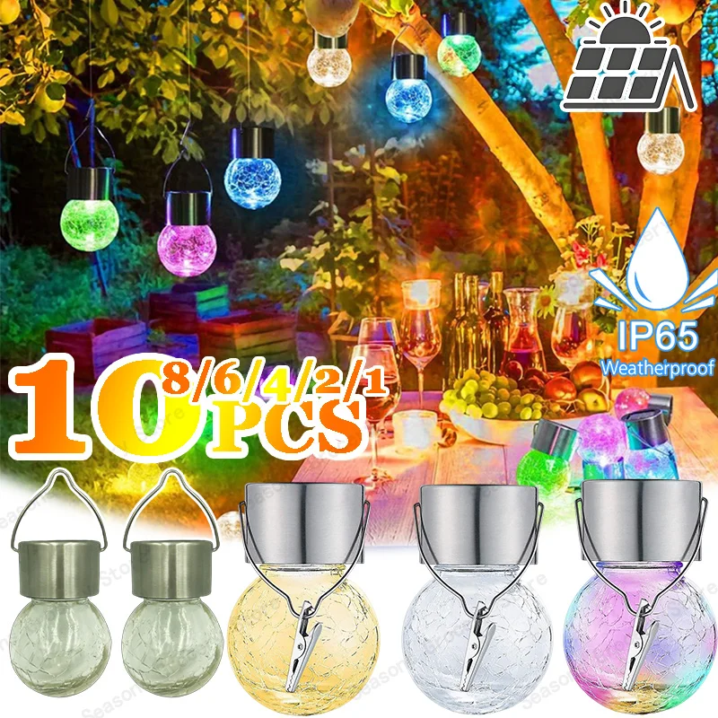 

Energy Saving Solar Cracked Glass Ball Lights Outdoor Waterproof Auto Illuminate Hanging Orbs for Garden Pathway Wall Decor