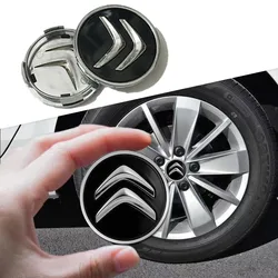 4Pcs 60MM Car Wheel Center Cap Replacement Black Wheel Centre Hub Caps Alloy Tire Rim Cover for Citroen C1C3C4 DS3 Most Models