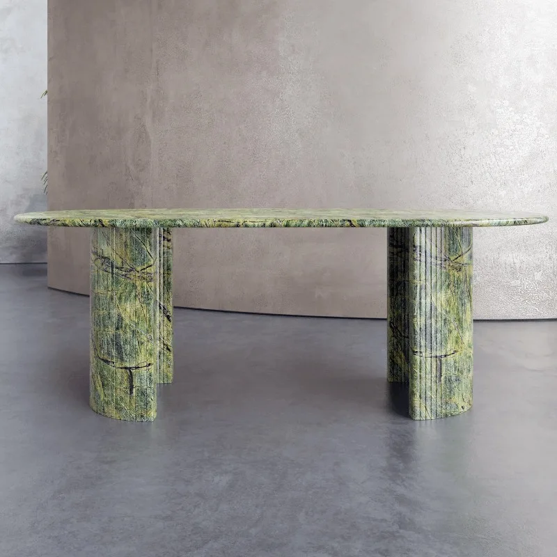 Light luxury natural Bulgari luxury stone dining table, household high-end designer rectangular dining table