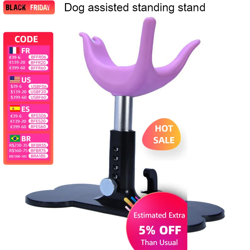 Pink Pet Grooming Support Stand, Fixed Dog Assist Standing Bracket, Adjustable Pet Love Small Bench