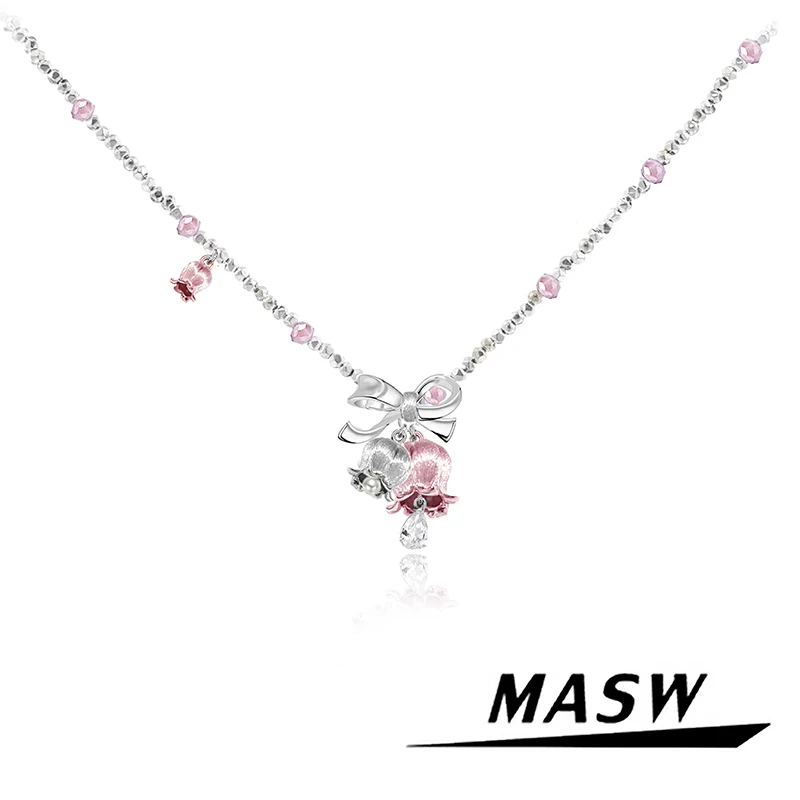 

MASW Original Design Sweet Korean Temperament Pretty Flower Necklace For Women Girl Trendy Jewelry Hot Selling Fine Accessories