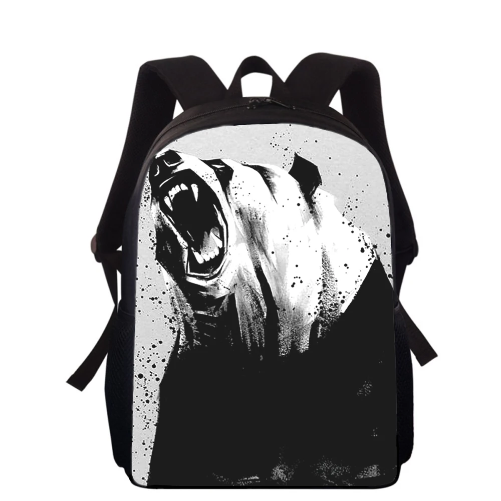 ferocious personality Bear 15” 3D Print Kids Backpack Primary School Bags for Boys Girls Back Pack Students School Book Bags