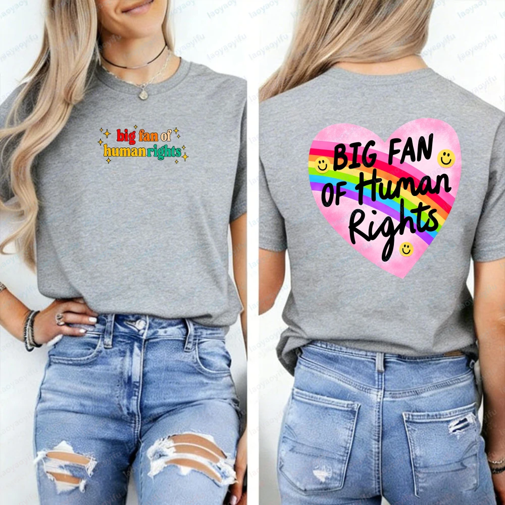 

Big Fan of Human Rights Shirt Anti Populism Radicalized By Basic Decency T-shirt Rainbow Heart Equality Tee Activist Gift Tops