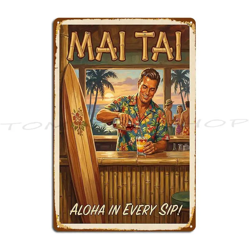 Vintage 1950S California Surf Bar Metal Plaque Wall Mural Cinema Pub Decoration Customized Tin Sign Poster