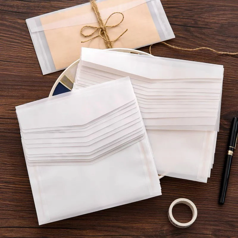 30/50/100PCS 4.3×8.6 in Semi-transparent Sulfuric Acid Paper Envelopes For Postcard Card Storage Bag Wedding Invitation Gift