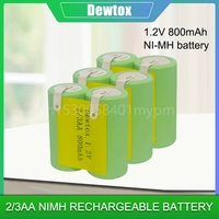 1.2V 2/3AA 800mAh Ni-MH Rechargeable Battery With Welding 2* Battery Alternative 2.4V 2/3AA  sheet for FLYCO Superman shaver