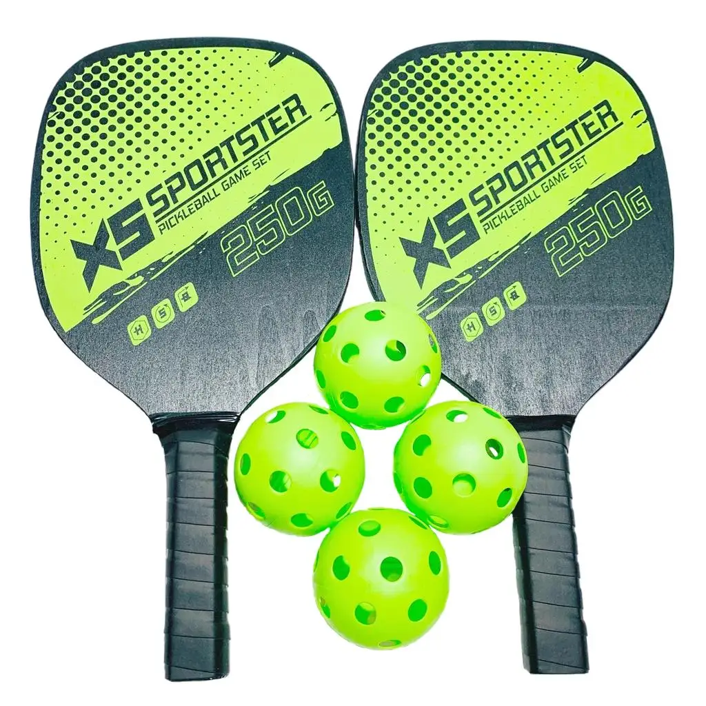 Pickleball Paddle Set, Raquetes com aperto de conforto, Conjunto de 2 Pás Pickleball, 4 Bolas, 1 Saco