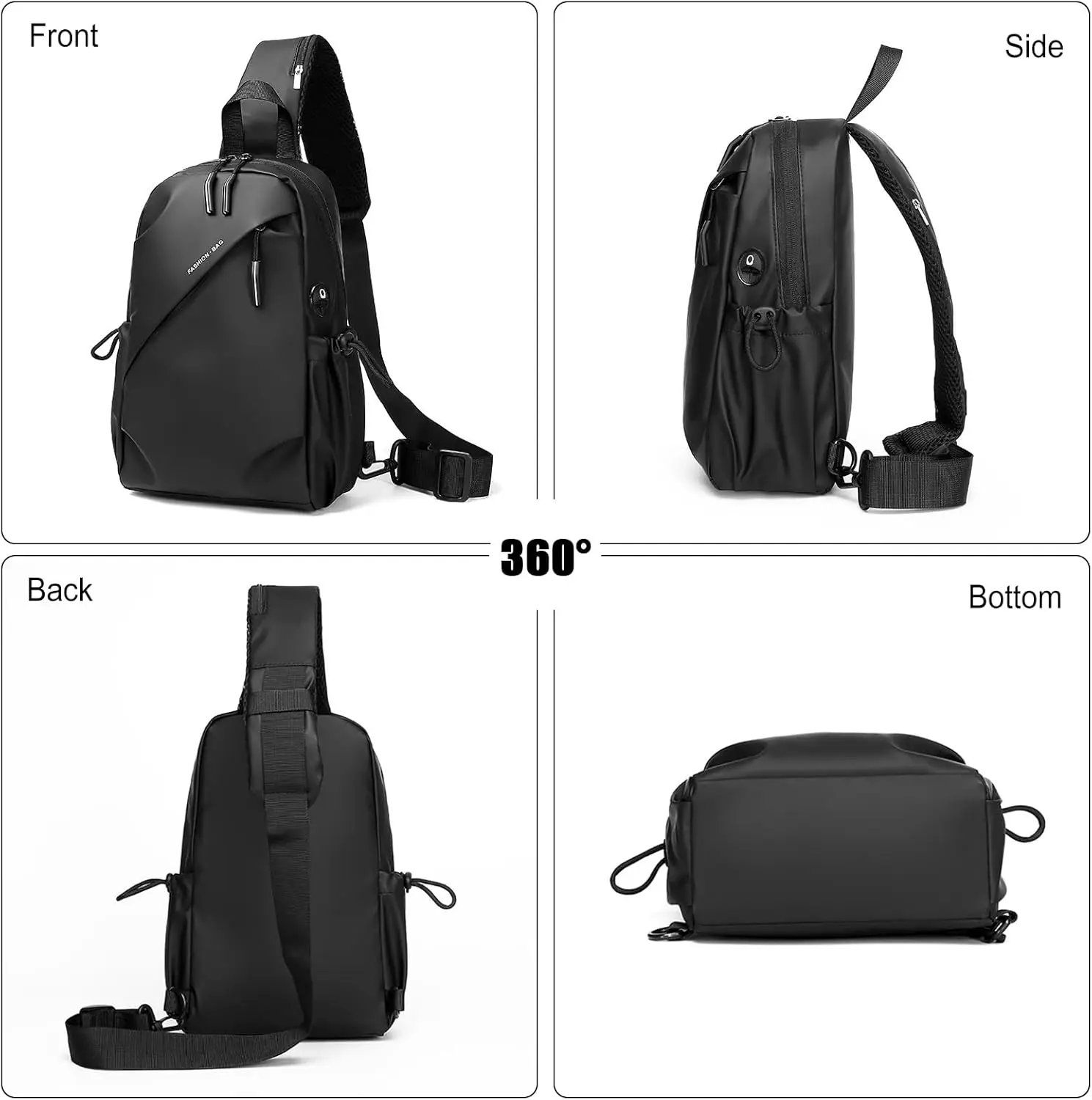 Premium Nylon Sling Chest Bag for Men Larger Capacity Waterproof Outdoor Fitness Bag Cycling Hiking Travel Crossbody Daypack