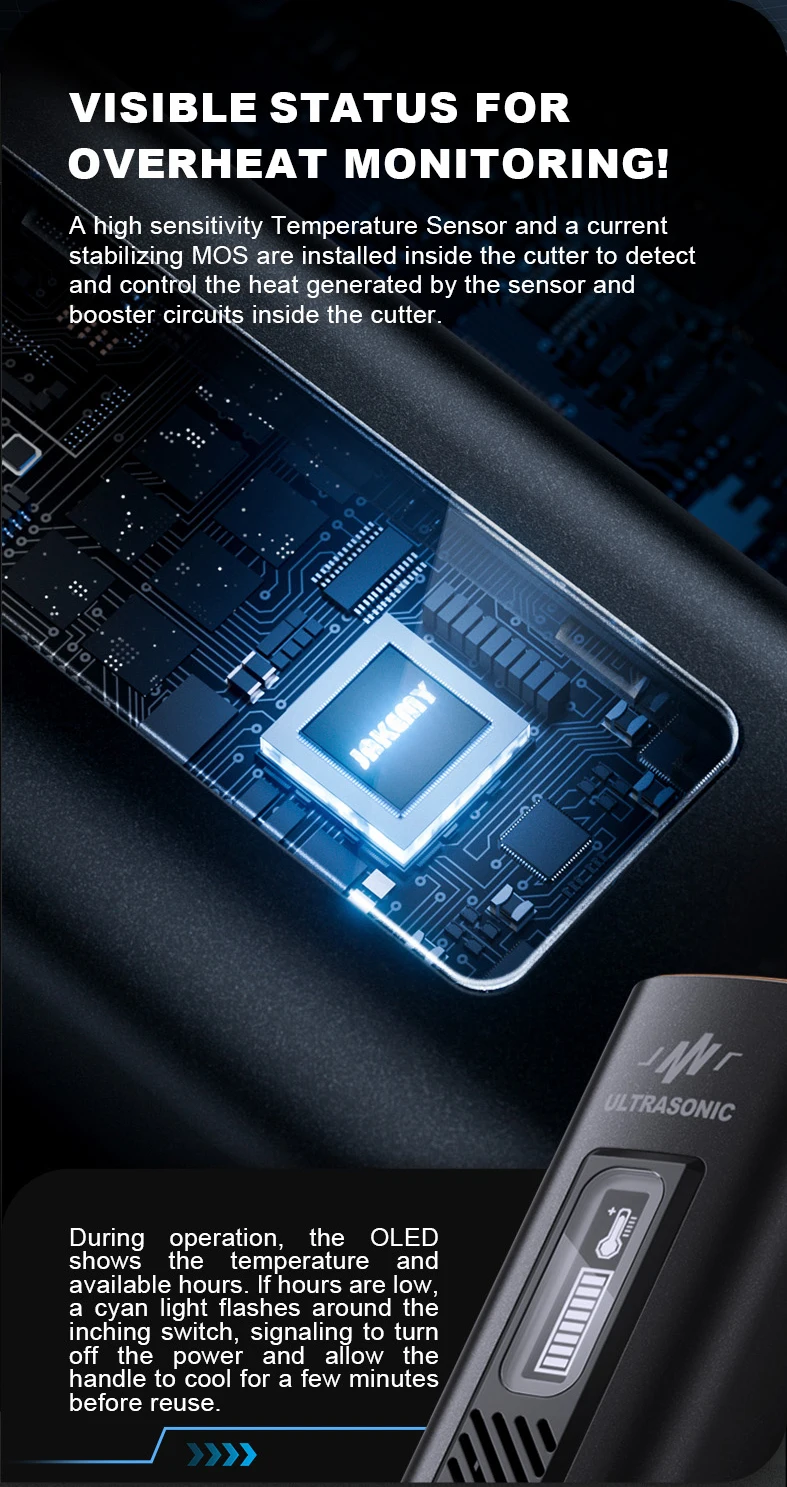 Jakemy JM-Y10 PRO Ultraschall-Schneidmesser, Überhitzungsschutz, DIY, elektrisches Schneiden, Schnitzen, Schleifwerkzeug, geeignet für Modellplatine – Detail 2