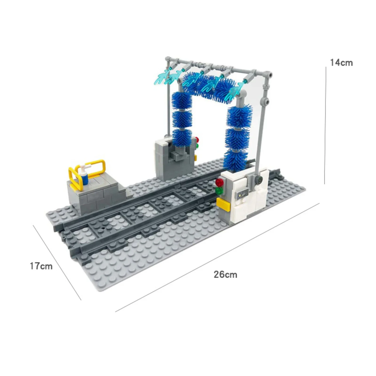 シーントレイン洗車場モデルビルディングブロックパーツリンスブラシ列車車両男の子組み立て教育MOCレンガおもちゃギフト