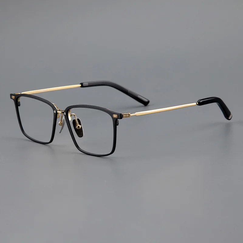 Pure titanium big face square frame men trendy large frame myopia glasses frame business pure titanium glasses frame