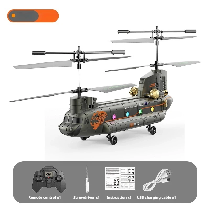 RC Helicopter Chinook Transportation Twin Propeller Drop Resistant Fixed Height Transportation Simulation