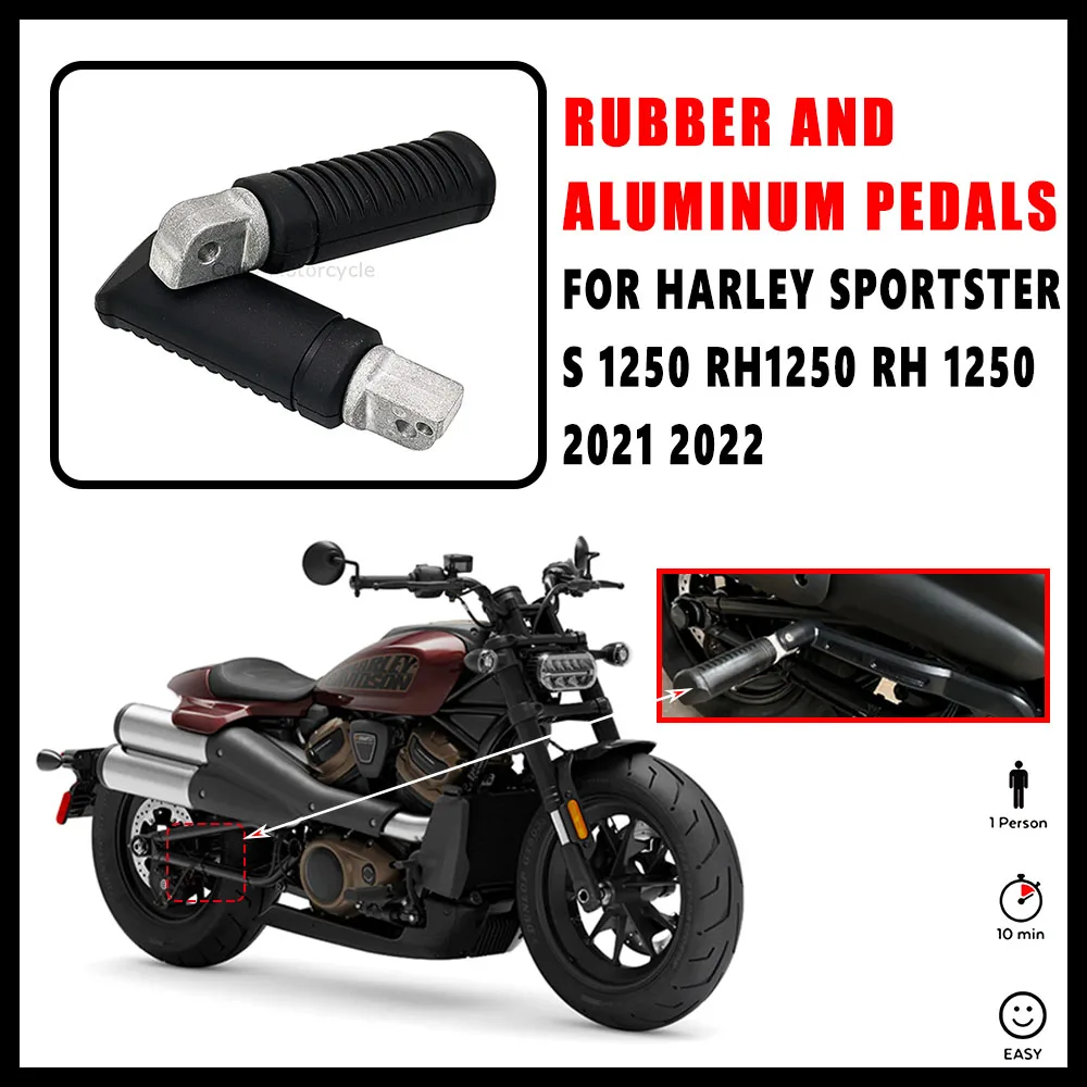 

Для Harley Sportster S 1250 RH1250 RH 1250 2021 2022 новые аксессуары для мотоциклов, противоскользящая педаль, черная резина и алюминий RH1250