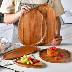 Whole Wood Lovesickness Wood Irregular Oval Solid Wood Pan Plate Fruit Dishes Saucer Tea Tray Dessert Dinner Plate Tableware Set