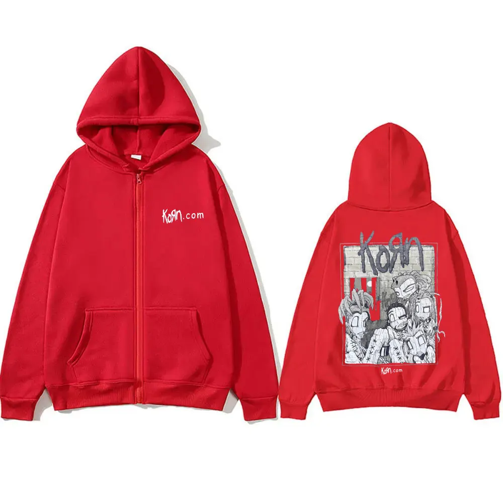 Sweat à capuche zippé Rock Band Korn Sick et Twisted Tour pour homme, veste zippée vintage des années 90, sweats à capuche zippés pour homme, dermatmétal