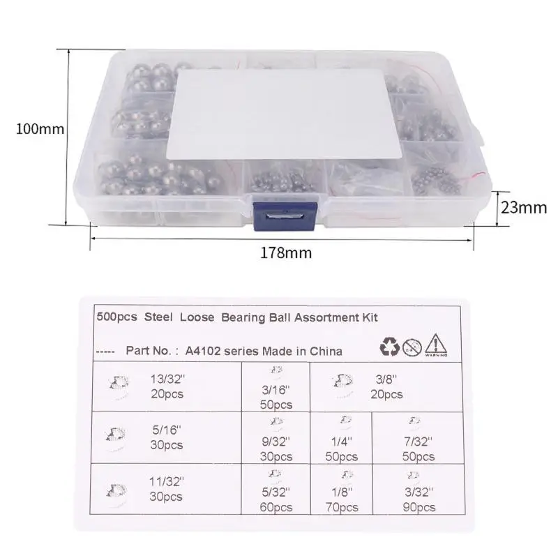 Paquete de 500 rodamientos de bolas sueltos de acero al carbono para soporte inferior de bicicleta, accesorios de carretera MTB